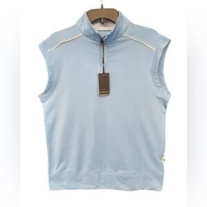 Michel Rouen Men’s Performance Vest Blue Quarter Zip Golf Pullover UPF 30+ Small
